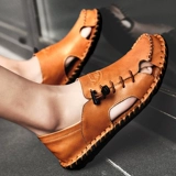 Летние трендовые сандалии, туфли для отдыха для кожаной обуви, из натуральной кожи, 2019, в корейском стиле, мягкая подошва