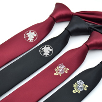 Shirt tie Mens formal business work occupation Wedding Korean version student casual tide embroidery black mens hand play