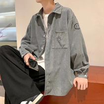 Light Core suede Long sleeves Shirt Mens jacket Summer thin Relax Day Ensemble Retro Casual Lining Clothe and Tide Signs