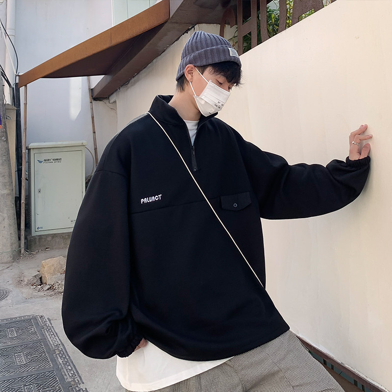 Semi-pulled jacket casual top men loose chic port wind ins trend Japanese coat Harajuku wind spring and autumn tide