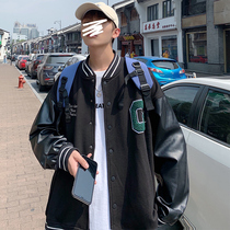Spring and autumn baseball clothing coat mens fashion ins autumn and winter Tide brand autumn locomotive leather clothing American vintage