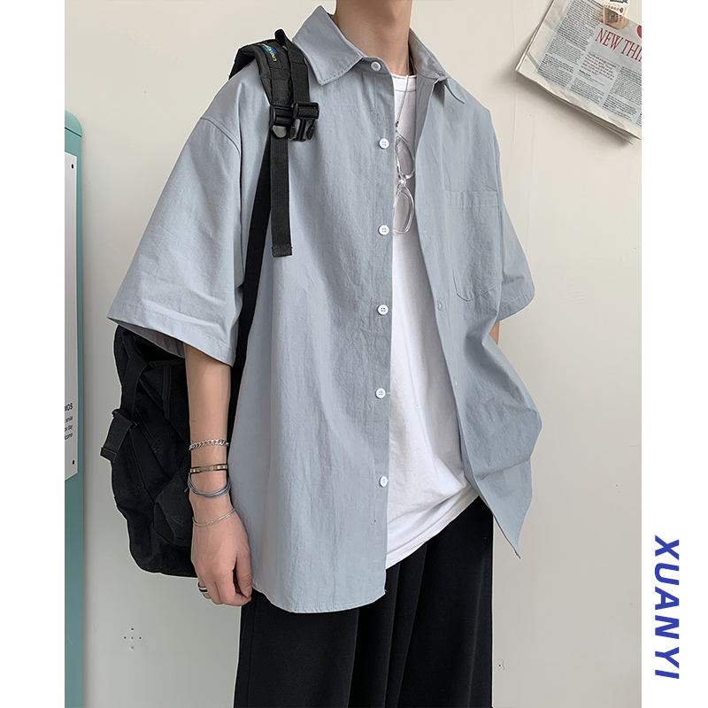 70% Sleeve Shirt Guy Short Sleeve Port Wind Day Department Summer Half Sleeve Shirt Thin and Trendy Jacket Advanced Sensation