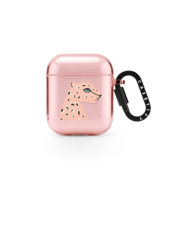 Vòng treo cheetah màu hồng Vỏ bảo vệ trong suốt Casetify phù hợp với phụ kiện Air Pods / Pro Vỏ tai nghe Bluetooth - Phụ kiện MP3 / MP4