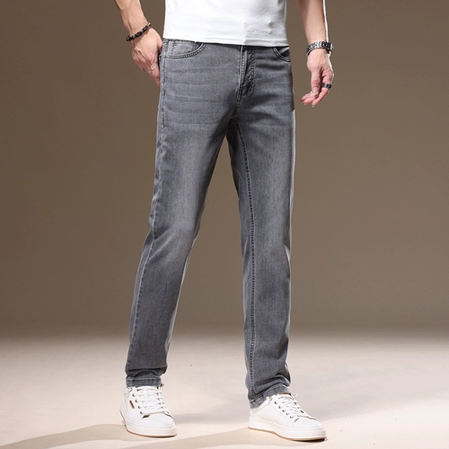 Демисезонные приталенные джинсы, эластичные зимние штаны для отдыха, свободный прямой крой