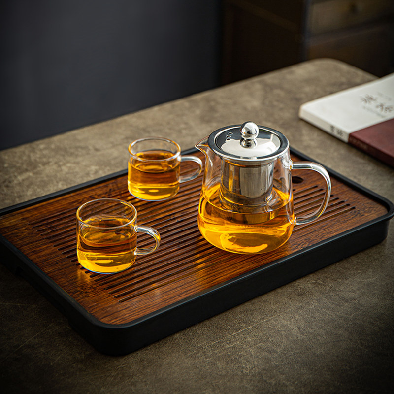 Heat resistant and high temperature transparent glass teapot household tray kung fu teapot teapot teapot tea cup tea plate