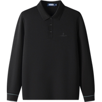 Waffle] Navigare Italian sailboat black long-sleeved polo shirt mens autumn pure cotton lapel T-shirt
