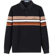 Modal] Navigare Italian small sailing casual knitted polo shirt mens long-sleeved striped lapel T-shirt