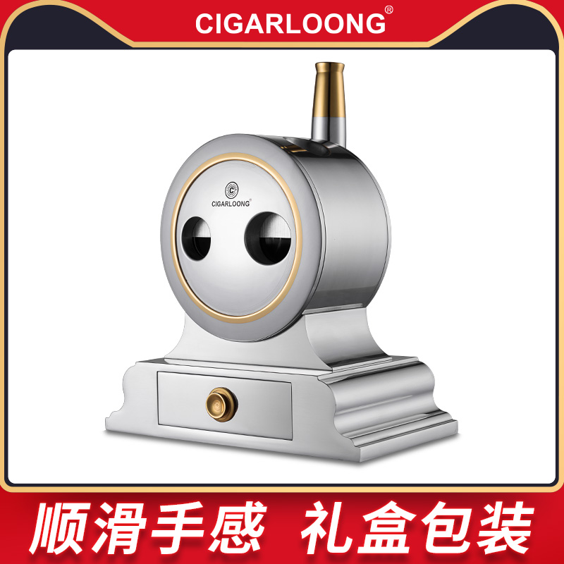 CIGARLOONG EGGPLANT CIGAR CUT CIGAR KNIFE DESKTOP HANDLE STAINLESS STEEL THICKENED MULTIPURPOSE SCISSORS GIFT BOX PACKAGING