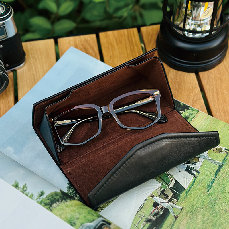 【16*7*7】Moze Produces Genuine Leather Eyeglass Cases, First-Layer Cowhide Eyeglass Bags, Sunglasses and Sunglasses Storage Boxes