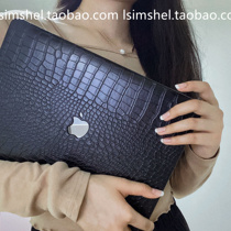  SHELL 丨 MacBook Apple notebook Air13 protective shell M1 black crocodile pattern pro16 15 leather soft cover