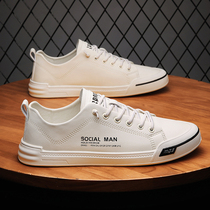Small White Shoes Mens Summer Slim leather 100 lap shoes Mens breathable mens shoes 2022 New sports casual board shoes
