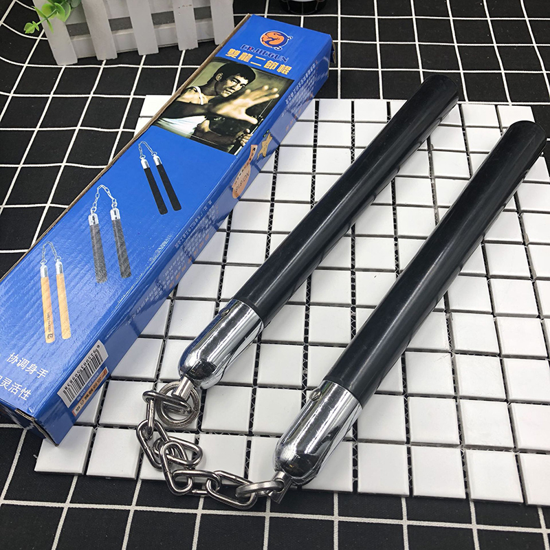 All rubber Bruce Lee nunchaku kung fu nunchaku training comfortable martial arts prop stick beginner double dragon stick