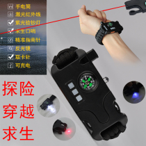 Versatile Tactical Hand Ring Expedition with Lights Whistle Coursing Laser Smoke Test Notes Viewfinder Outdoor Warfare Wolverine Bracelet