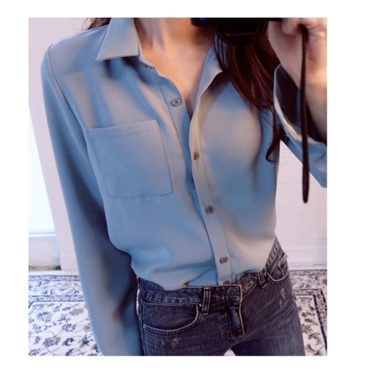 Xiao You Fan phiên bản Hàn Quốc rộng rãi rộng rãi hoang dã cơ sở voan trắng dài tay nữ Han Fan 2018 xuân mới áo sơ mi nữ form rộng