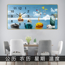 Clock Hanging Clock Living Room Decoration Painting Clock Wannian Calendar Restaurant Minima Creative Crystal Porcelain Painting Wall-mounted Wall Calendar Muted