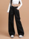 Spring Black High-Waisted Wide-Leg Jeans for Women 2025 Spring and Autumn European Style Pleated Drapey High-End Pants