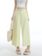 Summer Thin Light Yellow Wide-Leg Jeans for Petite Women, Dopamine Candy Color Granny Pants, Colorful Cropped Pants