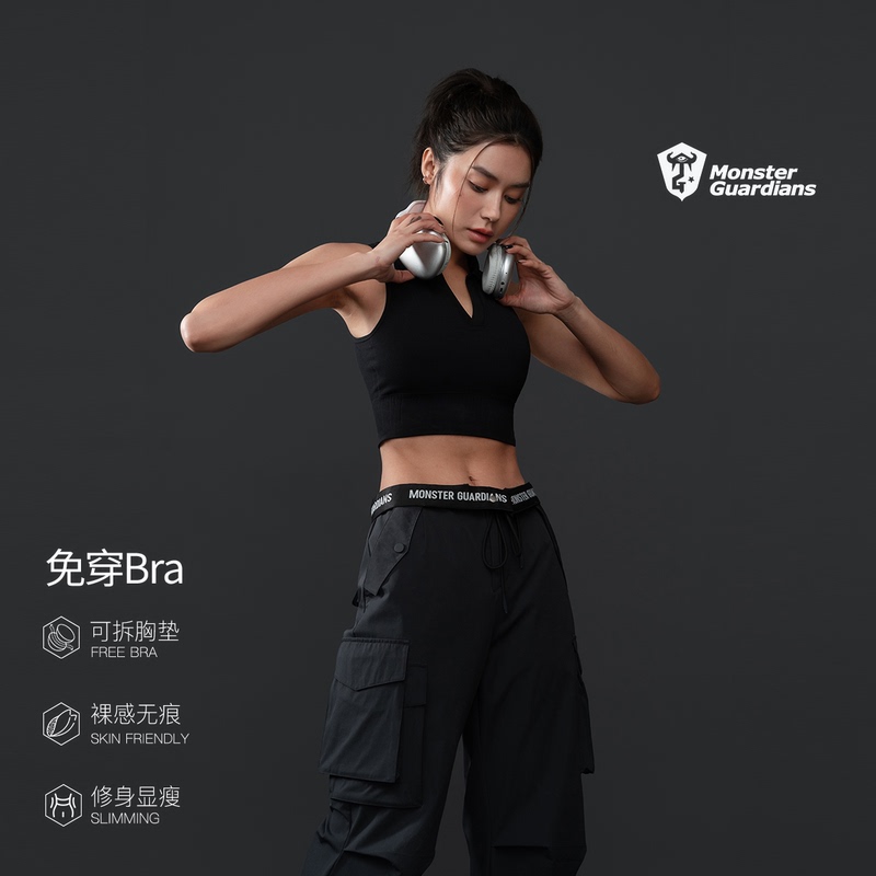 Monster Guardians Futuristic Series Women's Summer One-Piece Woven Polo Collar Sports Vest Monster Guardians Futuristic Series Women's Summer One-Piece Woven Polo Collar Sports Vest