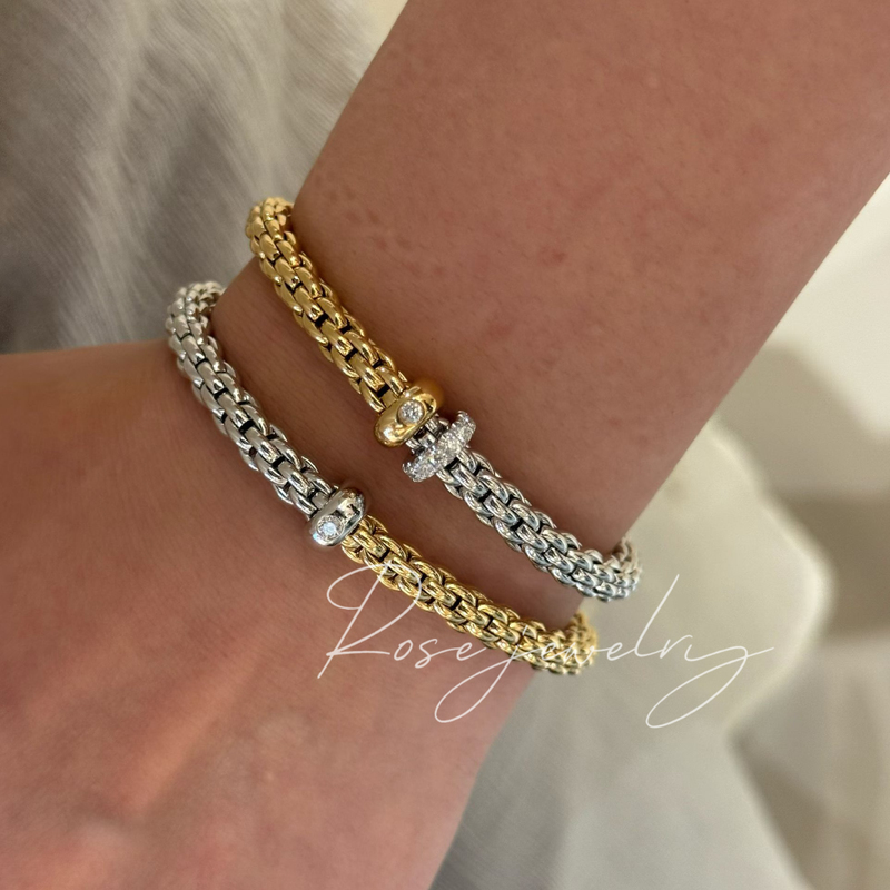 Light Jewelry/S925 Silver Gold-Plated K Gold Same Style Italian Imported Elastic Color-Separated Grape Vine Bracelet High-End Light Luxury