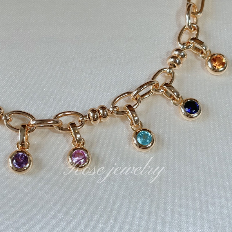 Rose LAOSHU /S925 Silver Gold-Plated Classic Lab-Grown Diamond Bubble Diamond Openable Clasp Pendant Can Be Diyed with Any Clasp