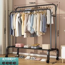 A hanger hanger landing bedroom household with solid multi-function plus coarse-coated garment rack balcony drying clothes