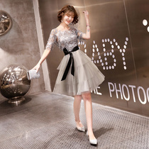 Shoulder tassel small evening dress skirt women can wear banquet Noble air field queen dress host short