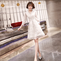 White small evening dress dress women Noble usually can wear simple fairy line Forest temperament party dress