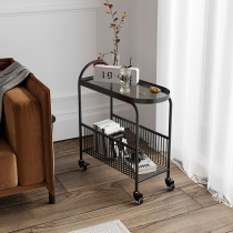 Light and luxurious living room sofa edge a few art creative movable glass small tea table small family type integrated small table