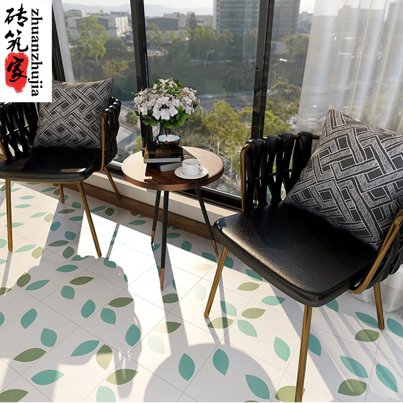 Minimalist modern green leaves small flower brick 200x200 balcony wall 300 Makeup Room Kitchen Ground Non-slip Tiles