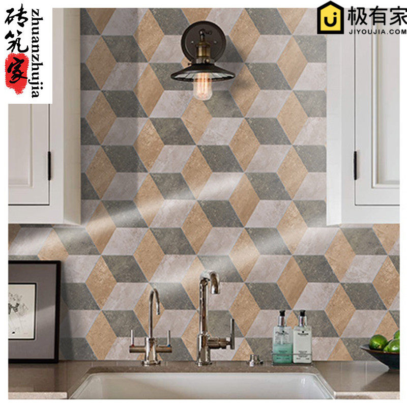 Nordic retro cement three-color antique tile hexagonal matt non-slip wear-resistant kitchen bathroom wall and floor tiles