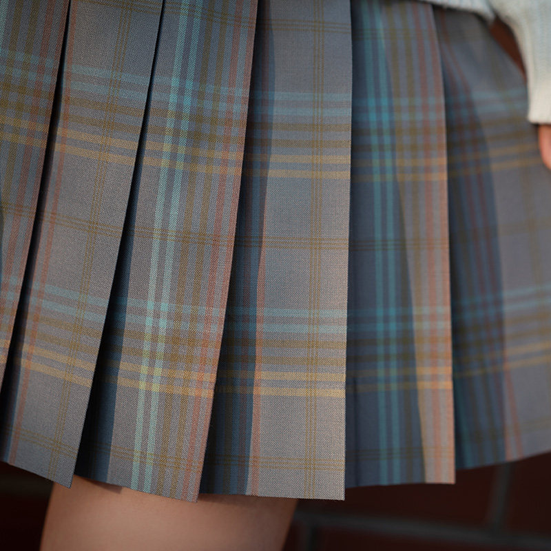 (Terrier bean EKOA) Japanese wool * rainbow light*JK uniform pleated plaid skirt dropped