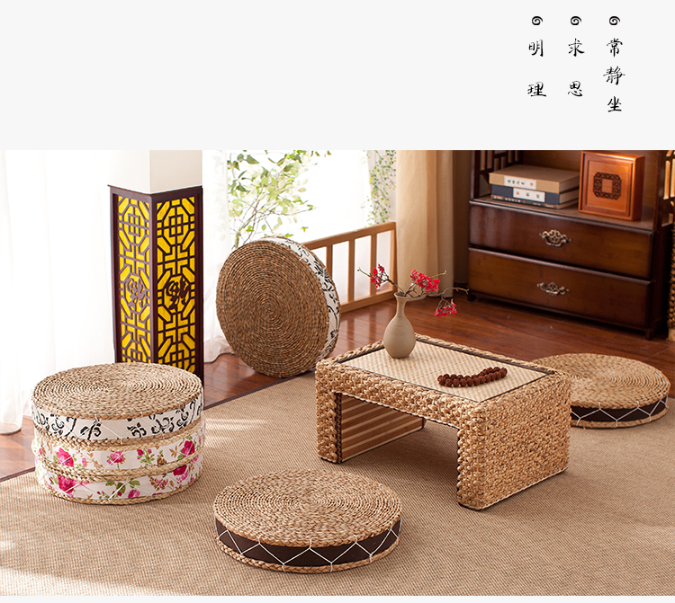 Handmade nệm đệm tròn sàn rơm nhộng nổi cửa sổ rơm rạ dày Nhật Bản vải Nhật Bản - Ghế đệm / đệm Sofa nệm ngồi