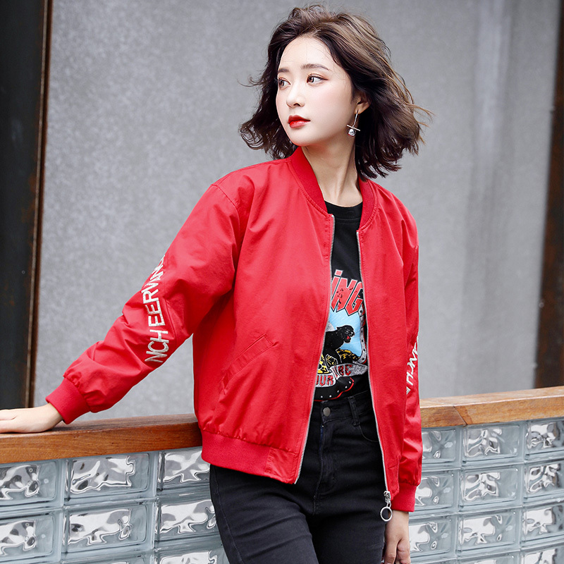 Casual Short Jacket for Women 2026 Spring and Autumn New Korean Style Loose Jacket Versatile Baseball Jacket Red Top Trendy