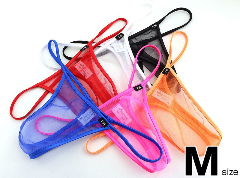 Men's Thong Mesh High-Elastic See-Through Fine Mesh Pouch Revealing Transparent Thong Mesh Underwear T-Pants