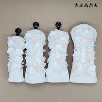 Hua Xianzi Golf Wood Cover Club Head Cover Ball Head Protector Hat Cover Lady Style White Cartoon