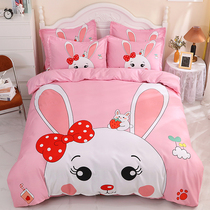 Pure cotton cartoon four-piece set cotton soft childrens student three-piece set boy bedding girl bed sheet quilt cover