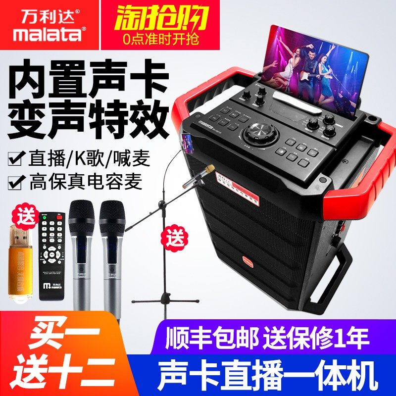 Wanlida 9810 audio speaker outdoor live sound card all-in-one machine square dance lever k song heavy bass microphone