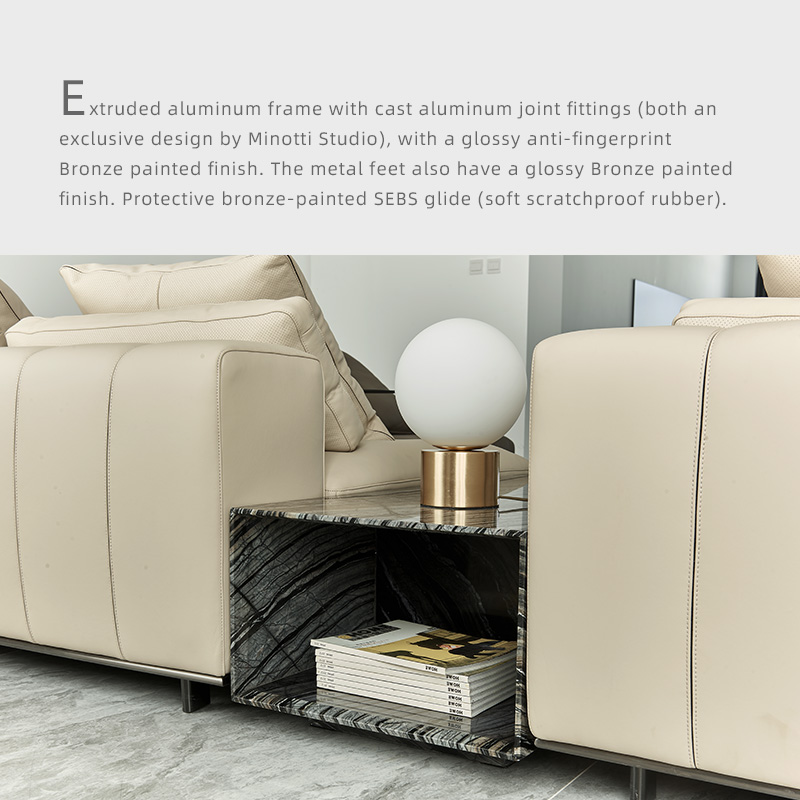 Designer piano keys Italian minimalist leather sofa head layer cowhide down living room high-end light luxury straight