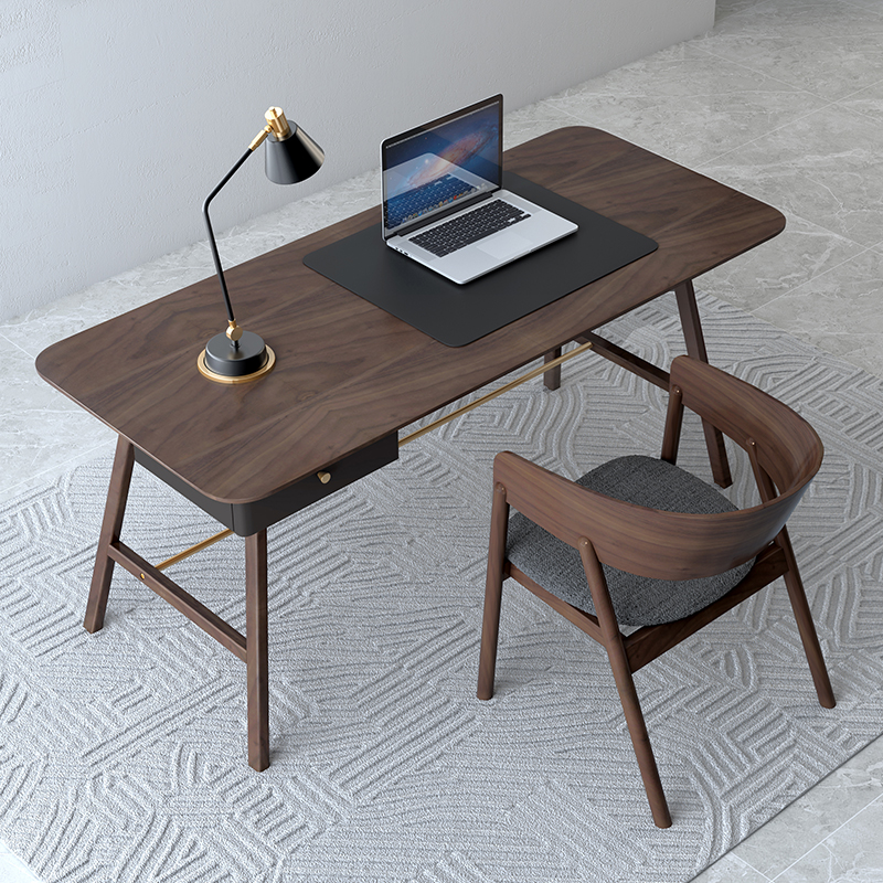 Modern extremely minimalist light and luxurious desk book house furniture combination desk brief about black walnut wood table computer desk