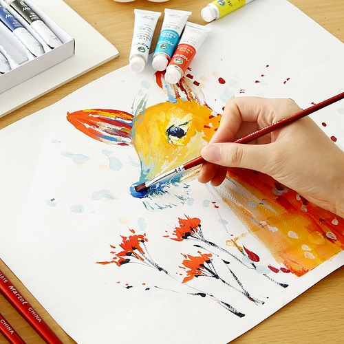 Пигментированная гуашь, кисть, комплект, художественная акварель с животными для начинающих, пигментированный акрил для школьников, щетка для создания градиентных переходов, ручная роспись, 6 шт