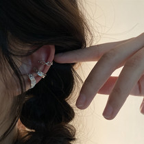Lou Haha] ins temperament net red ear bone clip earrings cold style silver ear clip without ear hole set combination