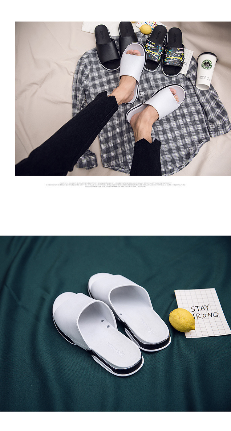 Thời trang ANHE & WEBO / Ingweibang đơn giản kéo một từ đôi dép đi trong nhà và dép đi trong nhà có đế dày dép bít mũi nam