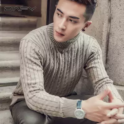 Light luxury brand can be turned over high neck men's slim youth sweater thickened and velvet pure cotton long-sleeved bottoming sweater tide