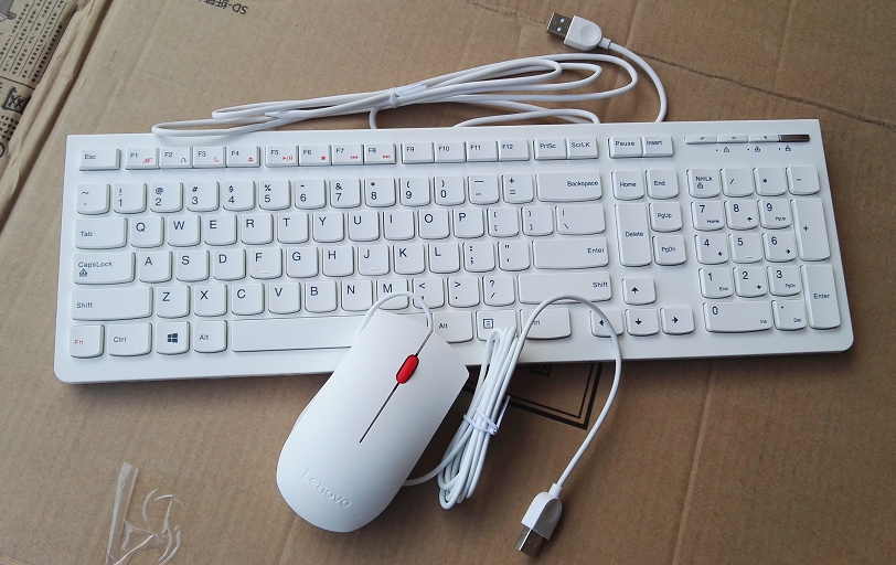 Original Lenovo White wired keyboard mouse desktop ultra-thin keyboard usb interface Universal