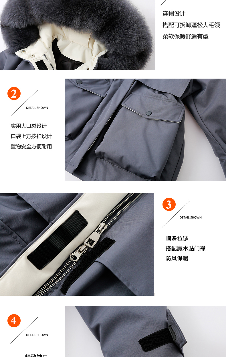 Vannmeay 进口奢华仿真大毛领 派克收腰羽绒服 图8
