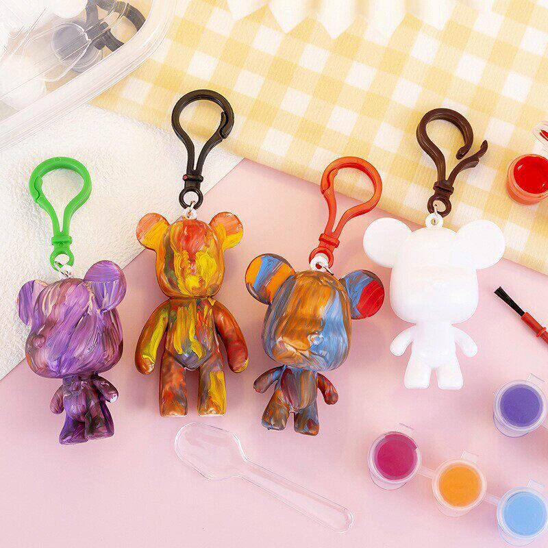 DIY Keychain Fluid Bear Handmade Creative Paint Bear Keychain Kindergarten Small Gift Student Reward