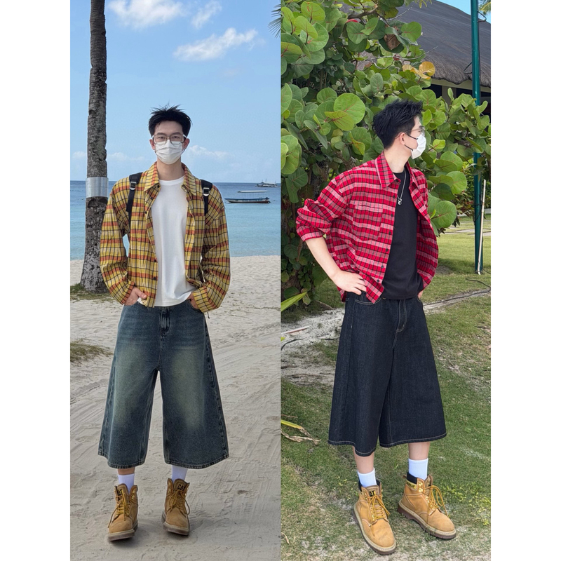 Ayun Studio Sun Shengyun Tassel Fringed Plaid Shirt Loose Short Summer Sun Protection Shirt Jacket Trendy
