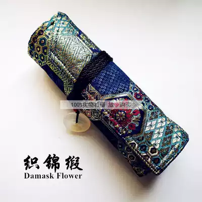 A thousand gold hand-made brocade handmade pen set diamond Plaid pen curtain fashion roll pen bag