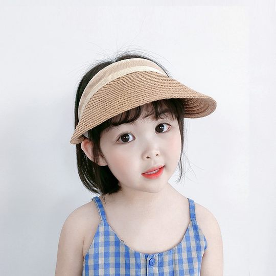 Children's outdoor sun hat empty top straw hat summer large brim sun hat girl summer fashion duck tongue sun hat