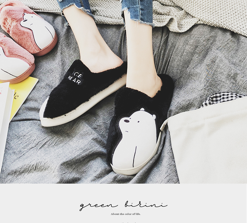 Đôi dép nữ thời trang mùa đông đi dép lông 2018 mới dép cotton Hàn Quốc chống trượt tháng ấm áp dép cao gót